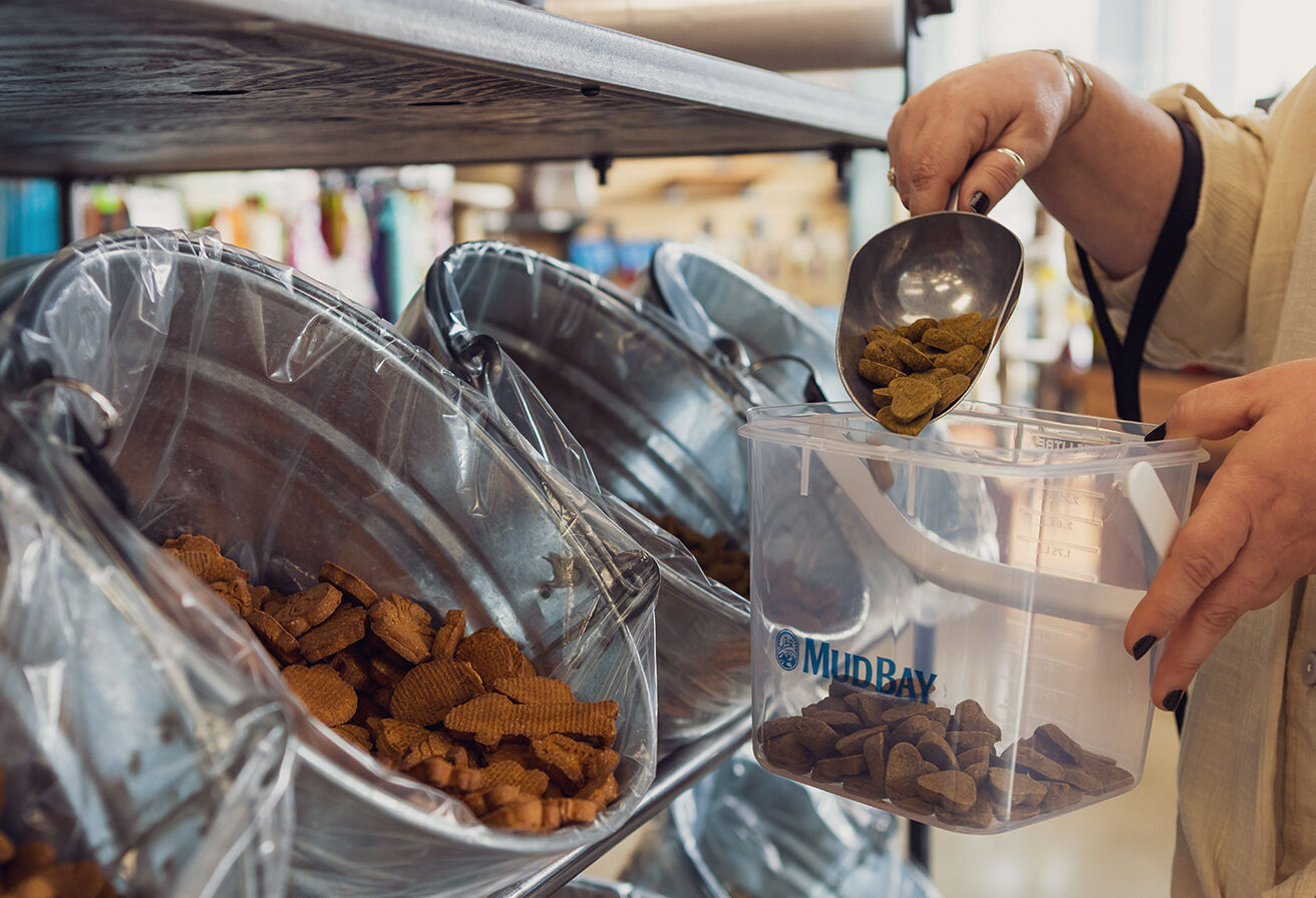 bulk biscuits bins in Mud Bay stores